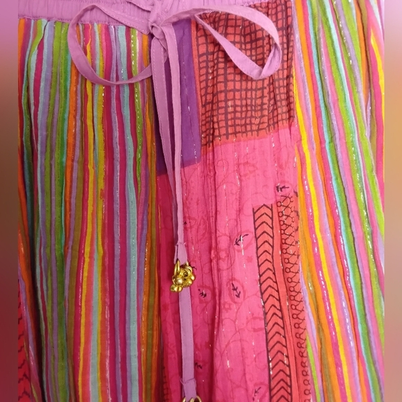 Soft Surroundings Women's XS Colorful Boho Peasant Pull-on Striped Maxi Skirt - Picture 4 of 6